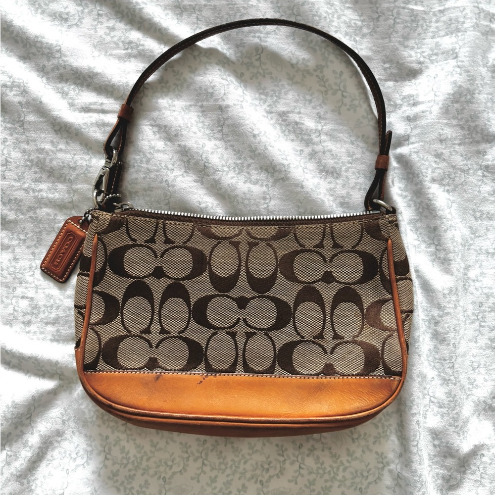 Coach Brown and Tan Signature Shoulder Bag - Picture 2 of 4